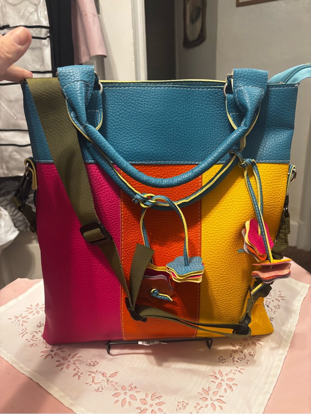 Color Block Multi-Color Tote Bag - Picture 4 of 9